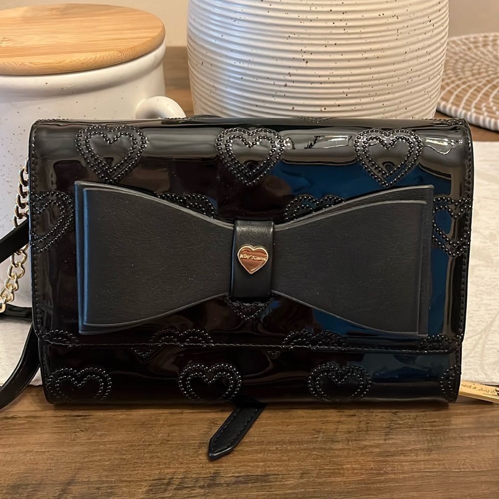 Betsey Johnson crossbody black bag.